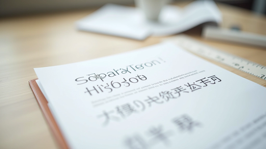 Close-up of bilingual text showing different font sizes and line spacing measurements